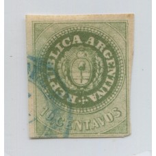 ARGENTINA 1862 GJ 08A ESCUDITO 10 Cts. COLOR VERDE OLIVA U$ 220